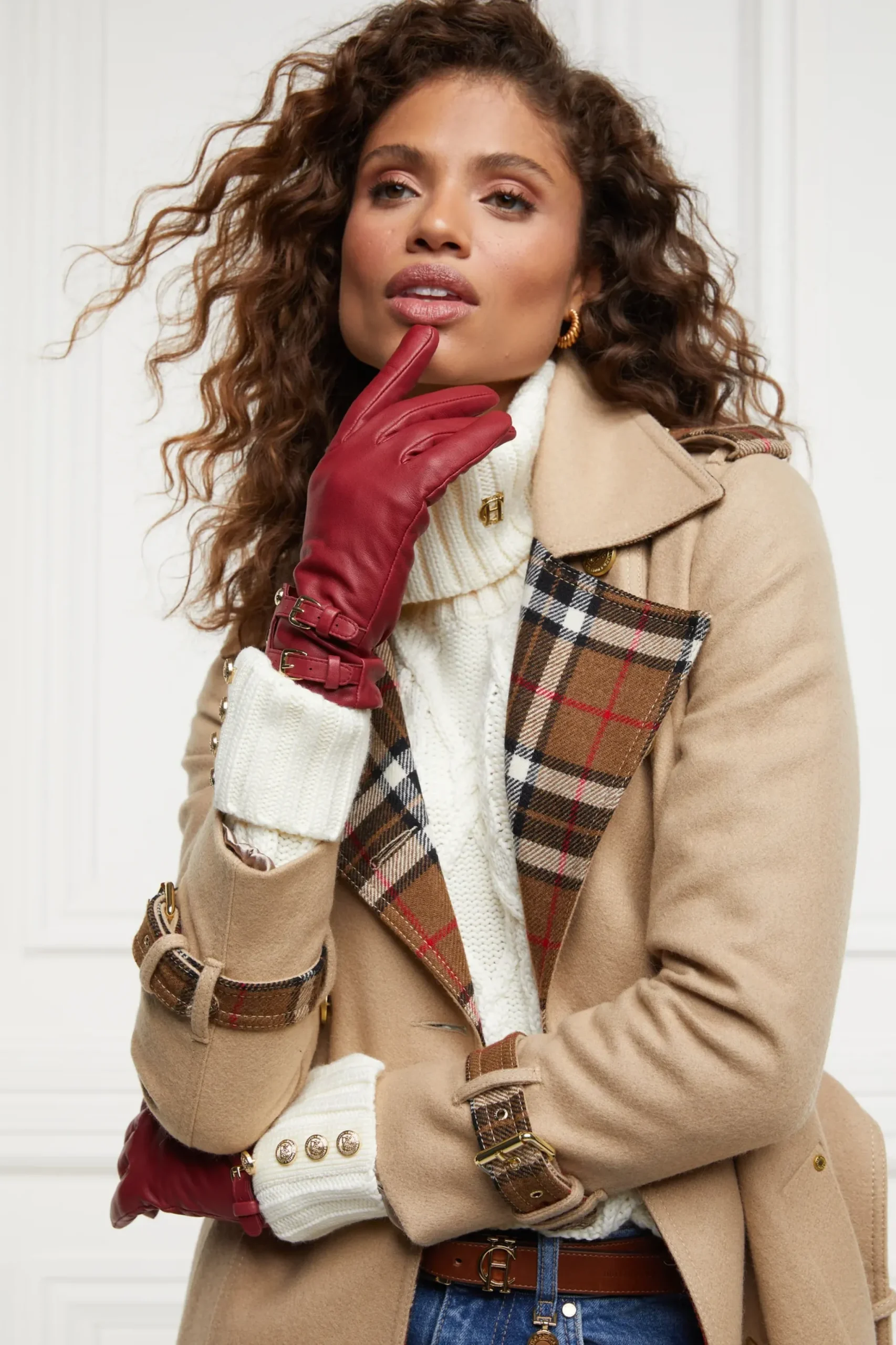 Holland Cooper Monogram Leather Gloves Mulberry Hot