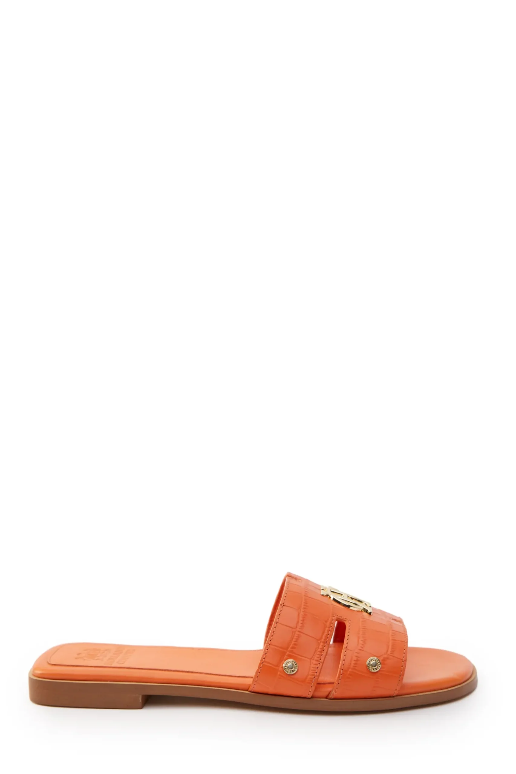 Holland Cooper Monogram Slides Orange Croc Clearance