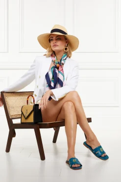 Holland Cooper Monogram Slides Teal Croc Best