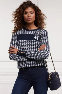 Holland Cooper Panel Crew Neck Knit Ink Navy Best