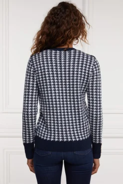 Holland Cooper Panel Crew Neck Knit Ink Navy Best