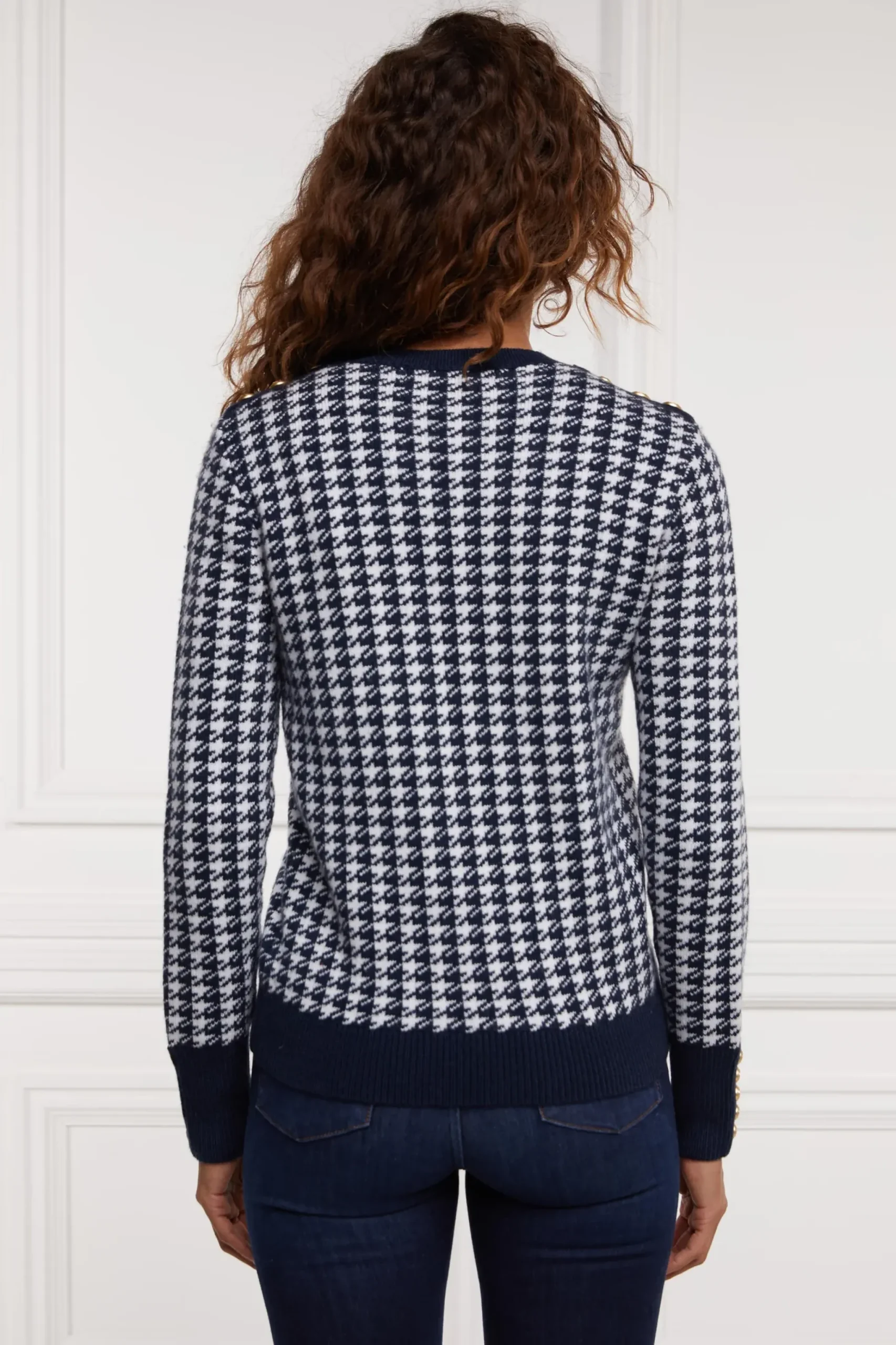 Holland Cooper Panel Crew Neck Knit Ink Navy Best