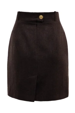 Holland Cooper Regency Skirt Chocolate Herringbone New