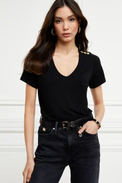 Holland Cooper Relax Fit V-Neck Tee Black Best