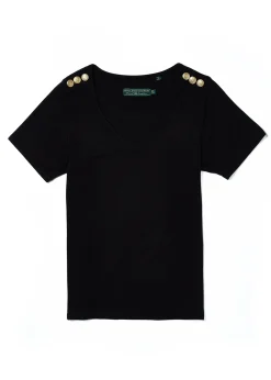 Holland Cooper Relax Fit V-Neck Tee Black Best