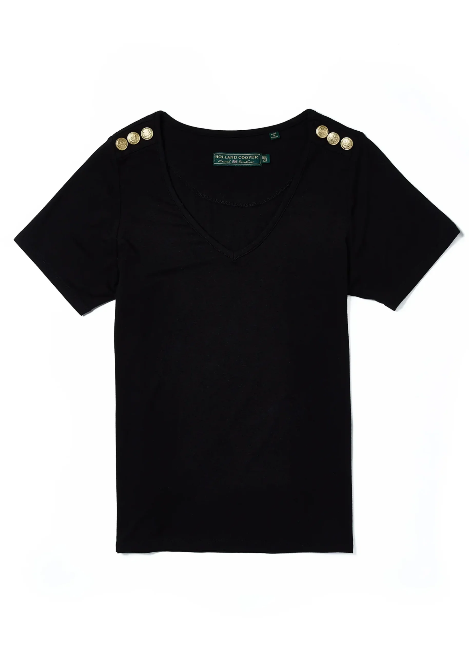 Holland Cooper Relax Fit V-Neck Tee Black Best