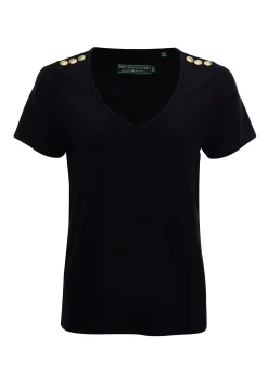 Holland Cooper Relax Fit V-Neck Tee Black Best