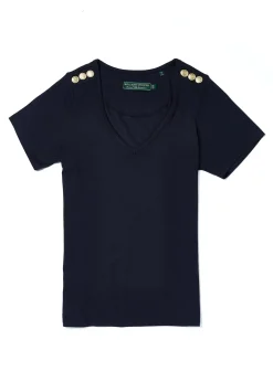 Holland Cooper Relax Fit V-Neck Tee Navy