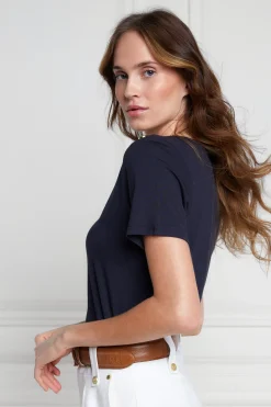 Holland Cooper Relax Fit V-Neck Tee Navy