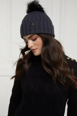 Holland Cooper Rib Bobble Hat Grey Online