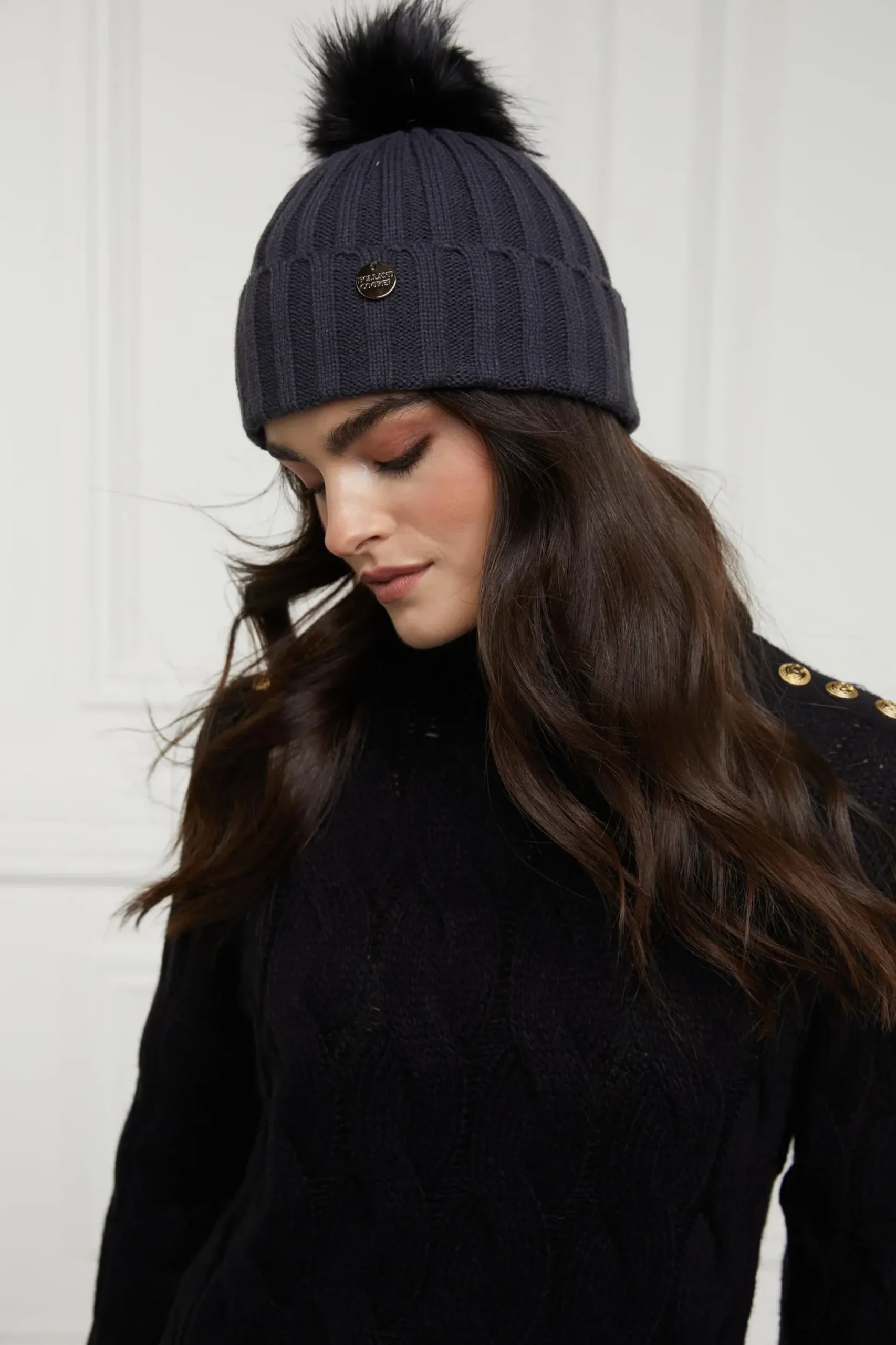 Holland Cooper Rib Bobble Hat Grey Online