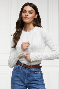 Holland Cooper Seattle Cable Crew Knit White