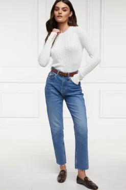 Holland Cooper Seattle Cable Crew Knit White