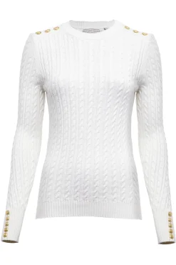 Holland Cooper Seattle Cable Crew Knit White