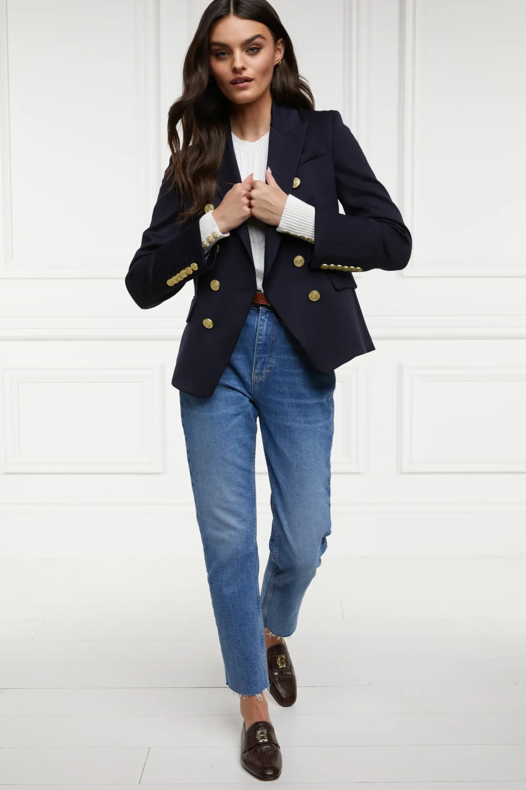 Holland Cooper Seattle Cable Crew Knit White