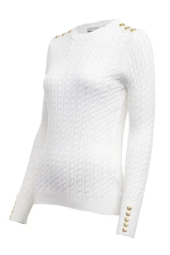 Holland Cooper Seattle Cable Crew Knit White