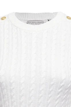Holland Cooper Seattle Cable Crew Knit White