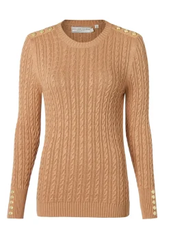 Holland Cooper Seattle Cable Crew Knit Dark Camel New