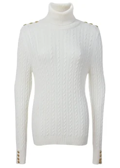 Holland Cooper Seattle Roll Neck Cable Knit Winter White Discount
