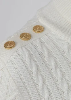Holland Cooper Seattle Roll Neck Cable Knit Winter White Discount