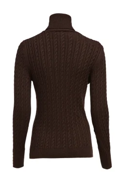 Holland Cooper Seattle Roll Neck Cable Knit Chocolate Sale