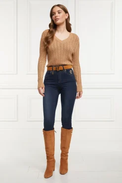 Holland Cooper Seattle V-Neck Knit Dark Camel Discount