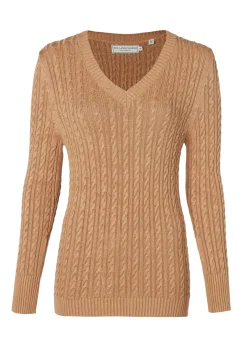 Holland Cooper Seattle V-Neck Knit Dark Camel Discount