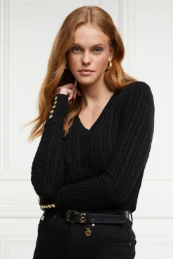 Holland Cooper Seattle V-Neck Knit Black Best