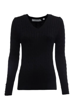 Holland Cooper Seattle V-Neck Knit Black Best