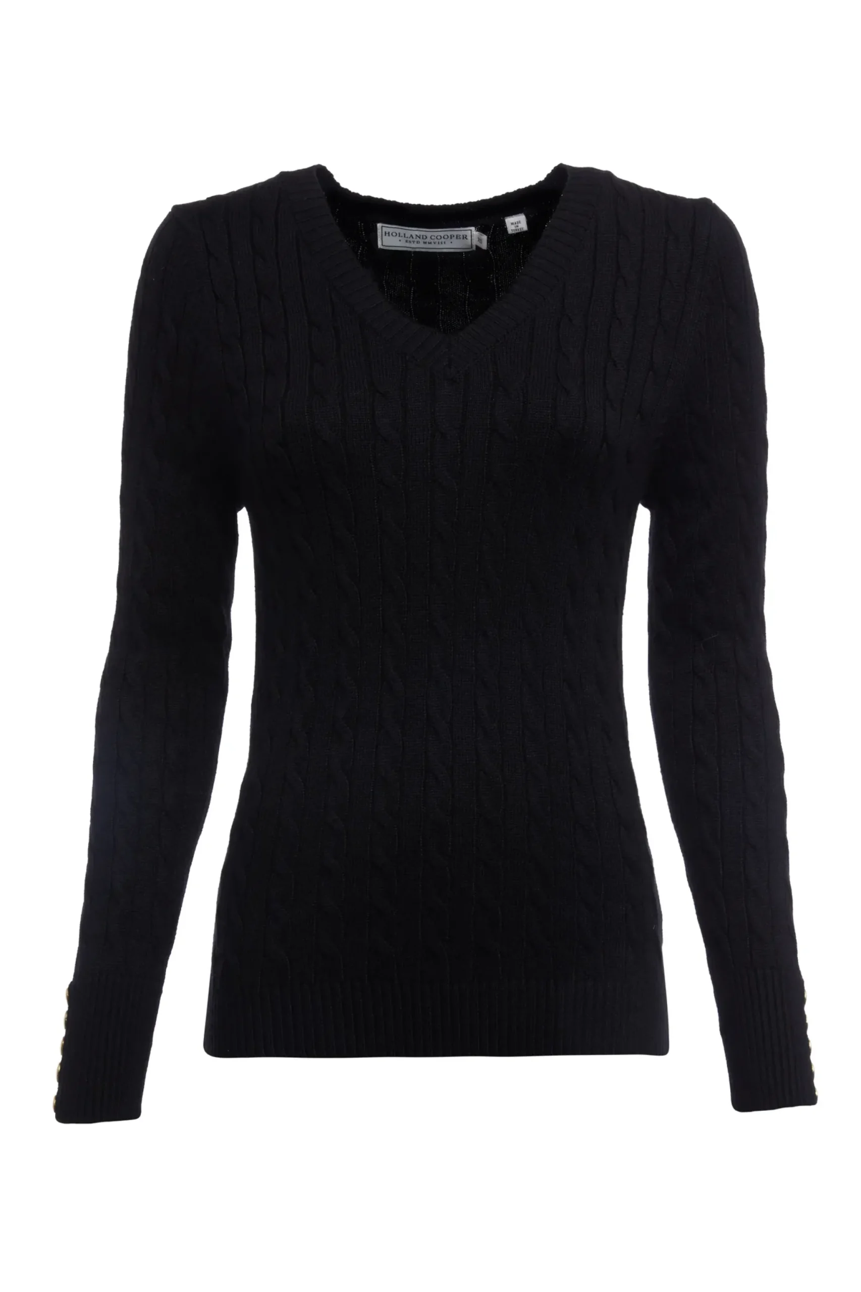 Holland Cooper Seattle V-Neck Knit Black Best
