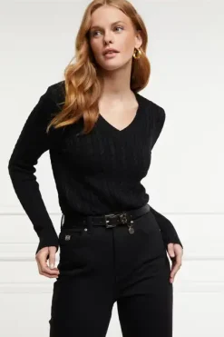 Holland Cooper Seattle V-Neck Knit Black Best