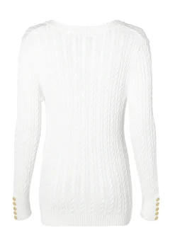 Holland Cooper Seattle V-Neck Knit Winter White New
