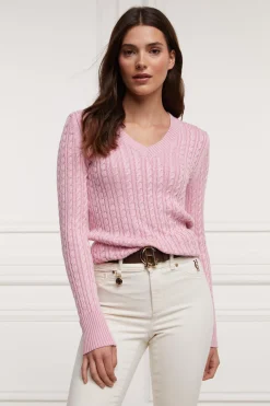 Holland Cooper Seattle V-Neck Knit Blush Clearance