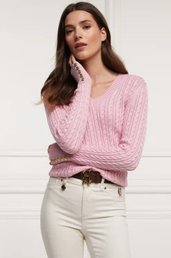 Holland Cooper Seattle V-Neck Knit Blush Clearance