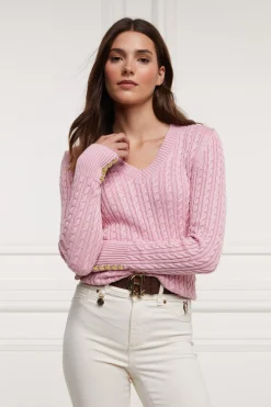 Holland Cooper Seattle V-Neck Knit Blush Clearance
