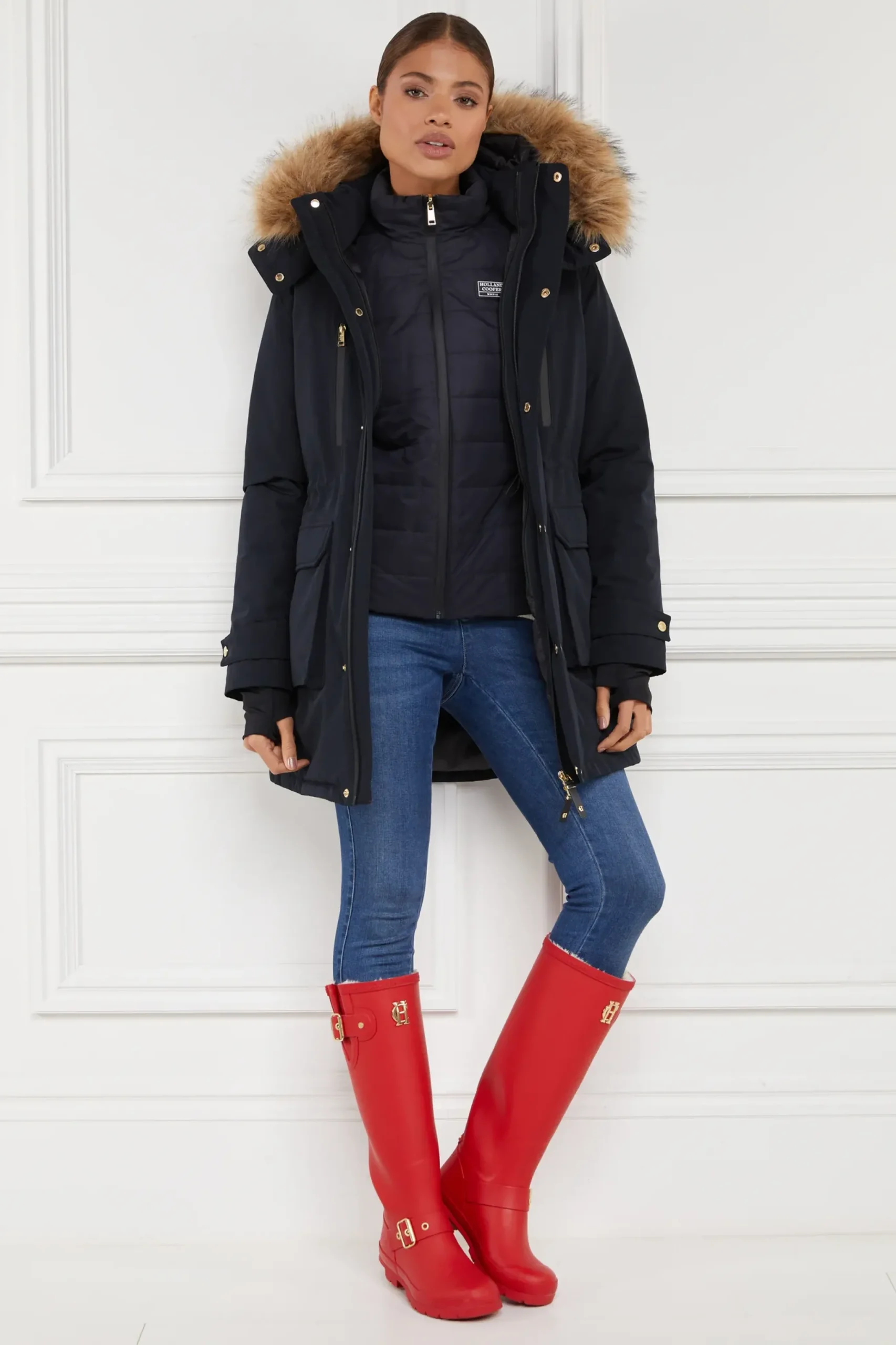 Holland Cooper Sherpa Lined Regency Wellington Heritage Red