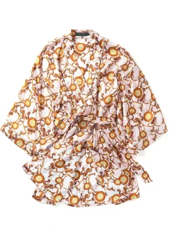 Holland Cooper Silk Dressing Gown Blush Hot