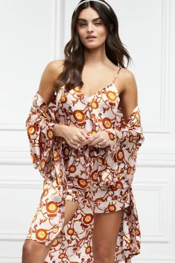 Holland Cooper Silk Dressing Gown Blush Hot