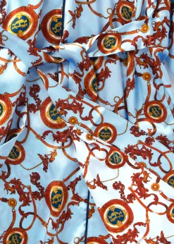 Holland Cooper Silk Dressing Gown Sky Blue Clearance