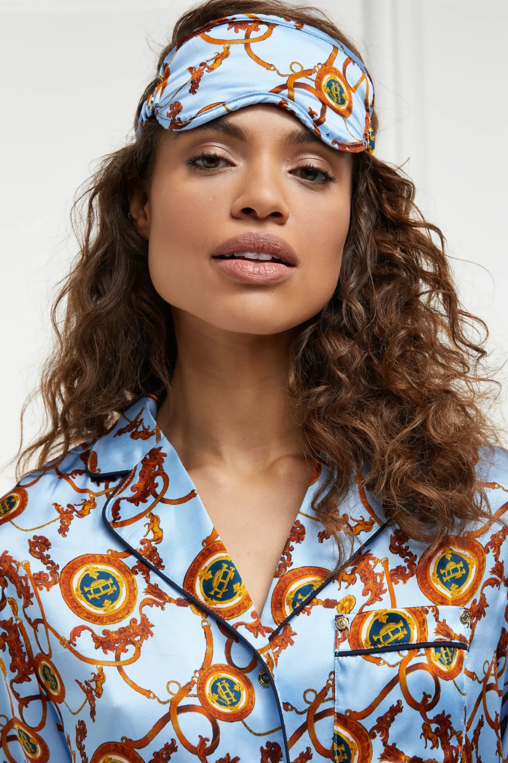 Holland Cooper Silk Eye Mask Sky Blue Clearance