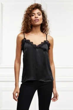 Holland Cooper Silk Lace Cami Black