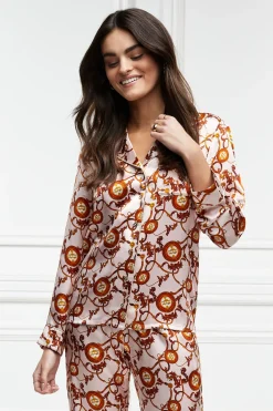 Holland Cooper Silk Pyjama Shirt Blush New