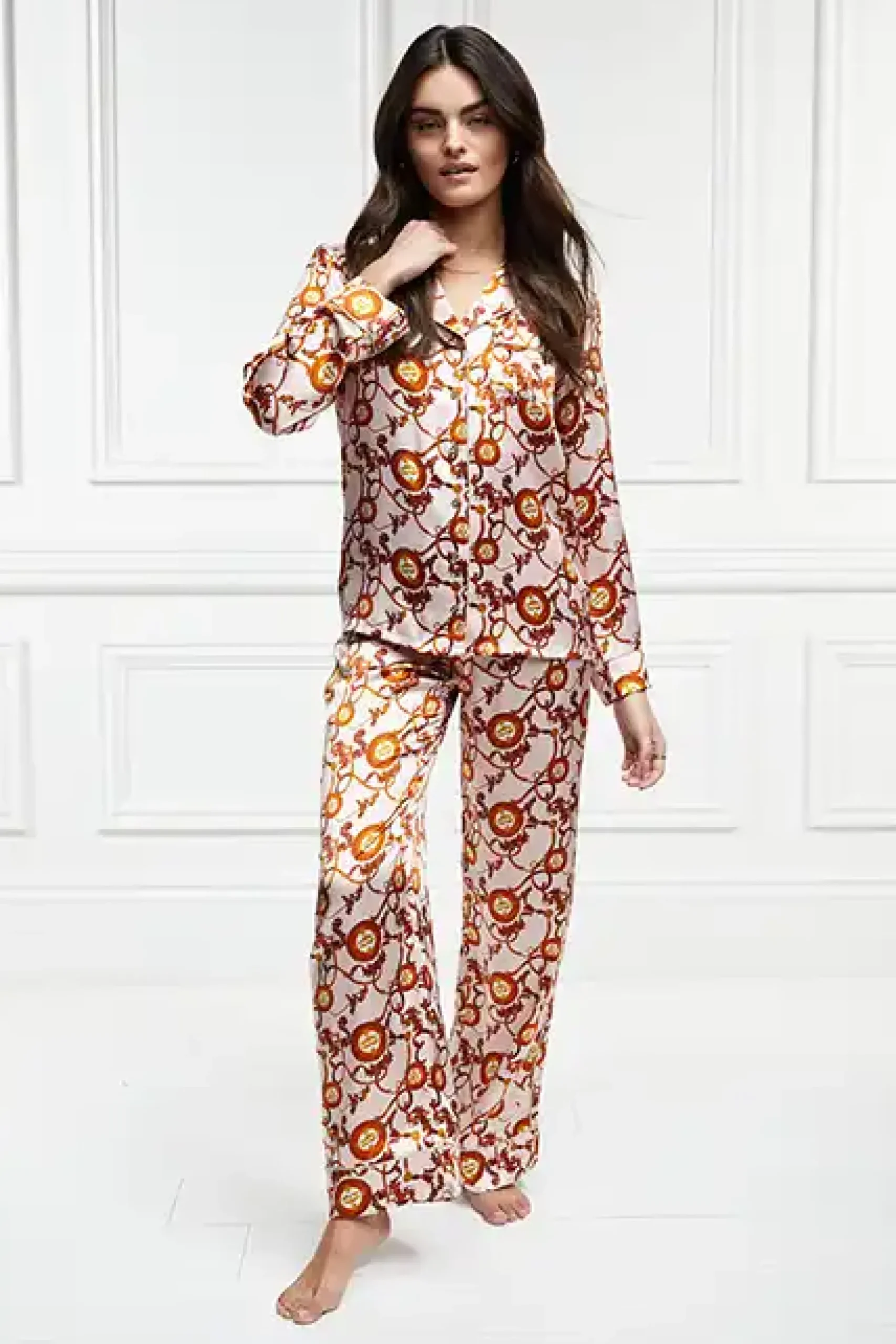 Holland Cooper Silk Pyjama Shirt Blush New