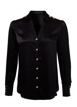 Holland Cooper Silk V-Neck Blouse Black Online