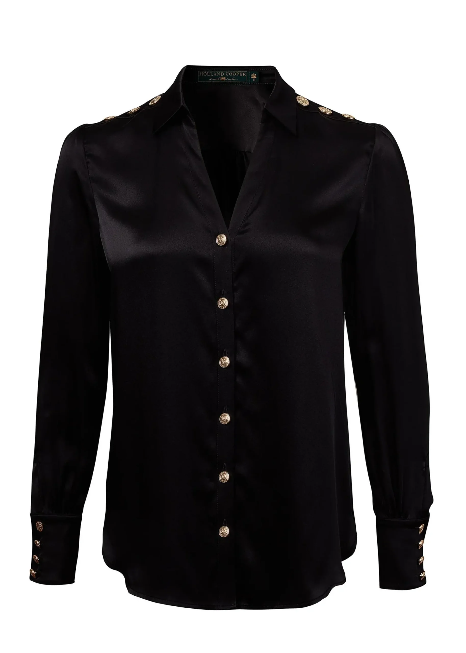 Holland Cooper Silk V-Neck Blouse Black Online