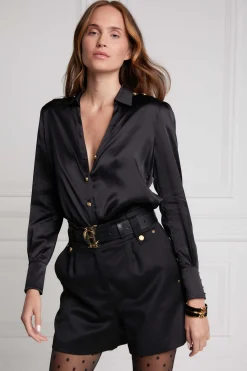 Holland Cooper Silk V-Neck Blouse Black Online