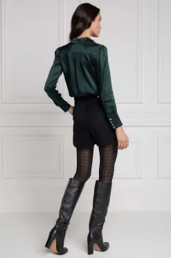 Holland Cooper Silk V-Neck Blouse Emerald Sale