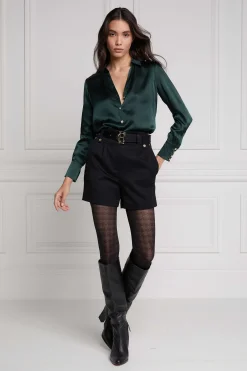 Holland Cooper Silk V-Neck Blouse Emerald Sale