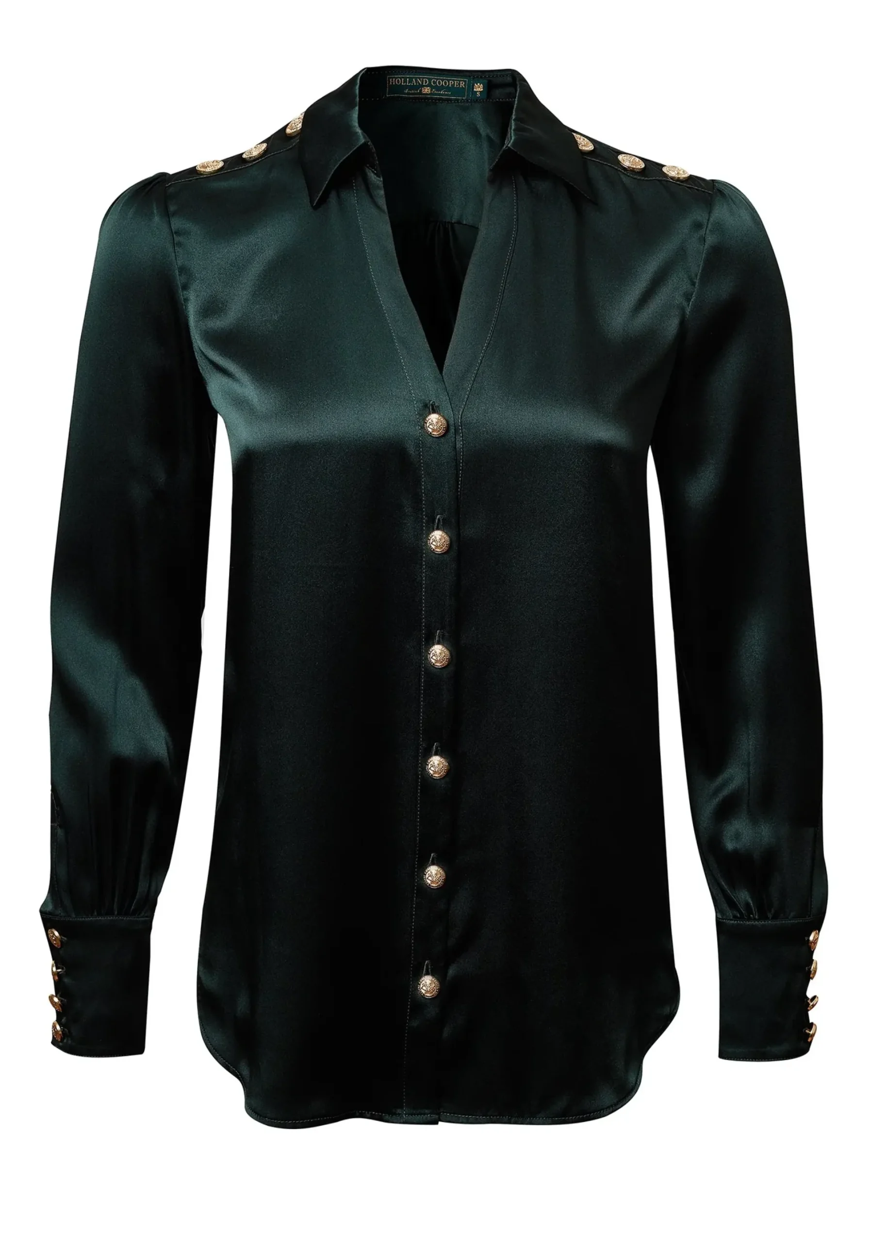 Holland Cooper Silk V-Neck Blouse Emerald Sale