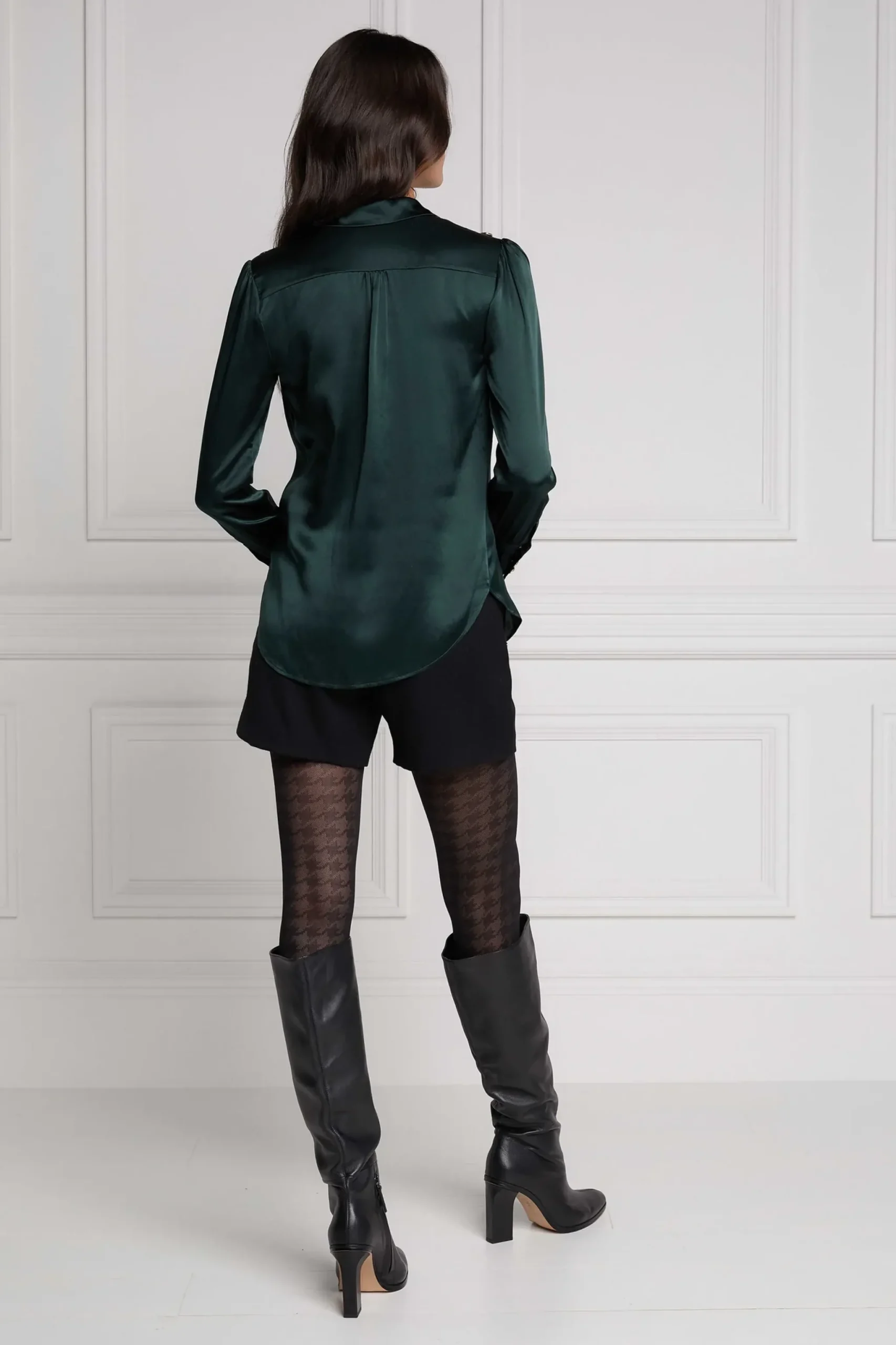 Holland Cooper Silk V-Neck Blouse Emerald Sale